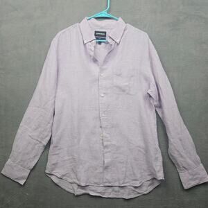 Bonobos Linen Button Up Shirt Purple Slim Fit Men’s Medium Coastal Quiet Luxury